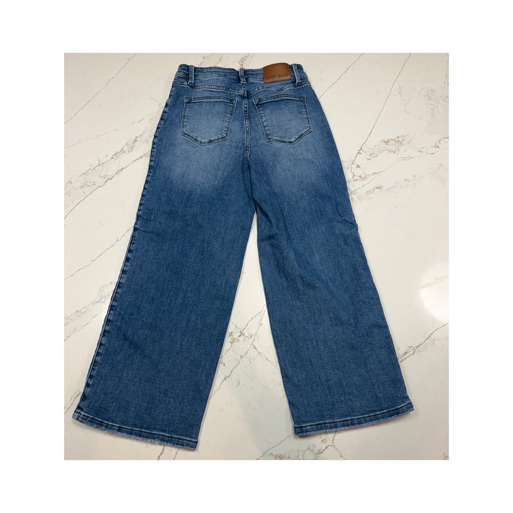 Judy Blue Braided Side Seam Wide Leg Jeans Medium Wash JB88850 MD Size 3/26 - Picture 2 of 6